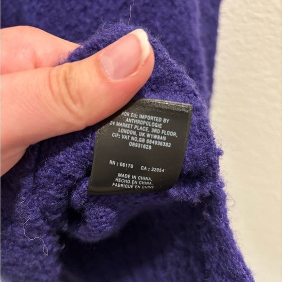 Anthropologie Moth Cold Shoulder Cut Out Sweater Blue/Purple | size M - Picture 6 of 6